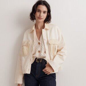 Madewell Boxy Chino Shirt Jacket in Cream